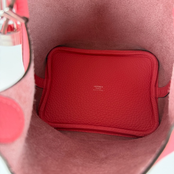 Authentic HERMES Picotin Lock 18 PM Pink Rose Azalee Taurillon Clemence Satchel - Picture 9 of 11